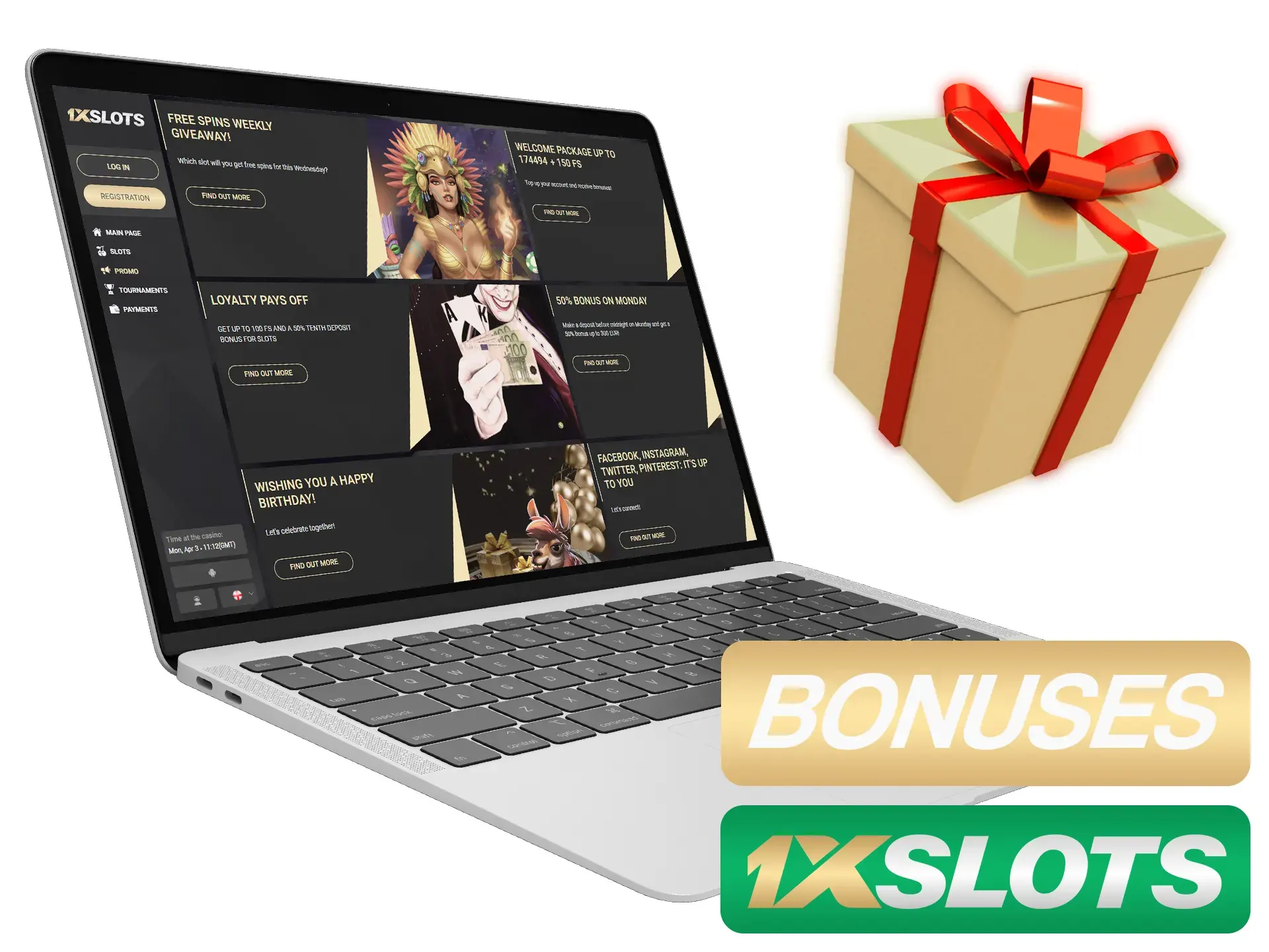 Reclame todos los bonos disponibles de 1xSlots.