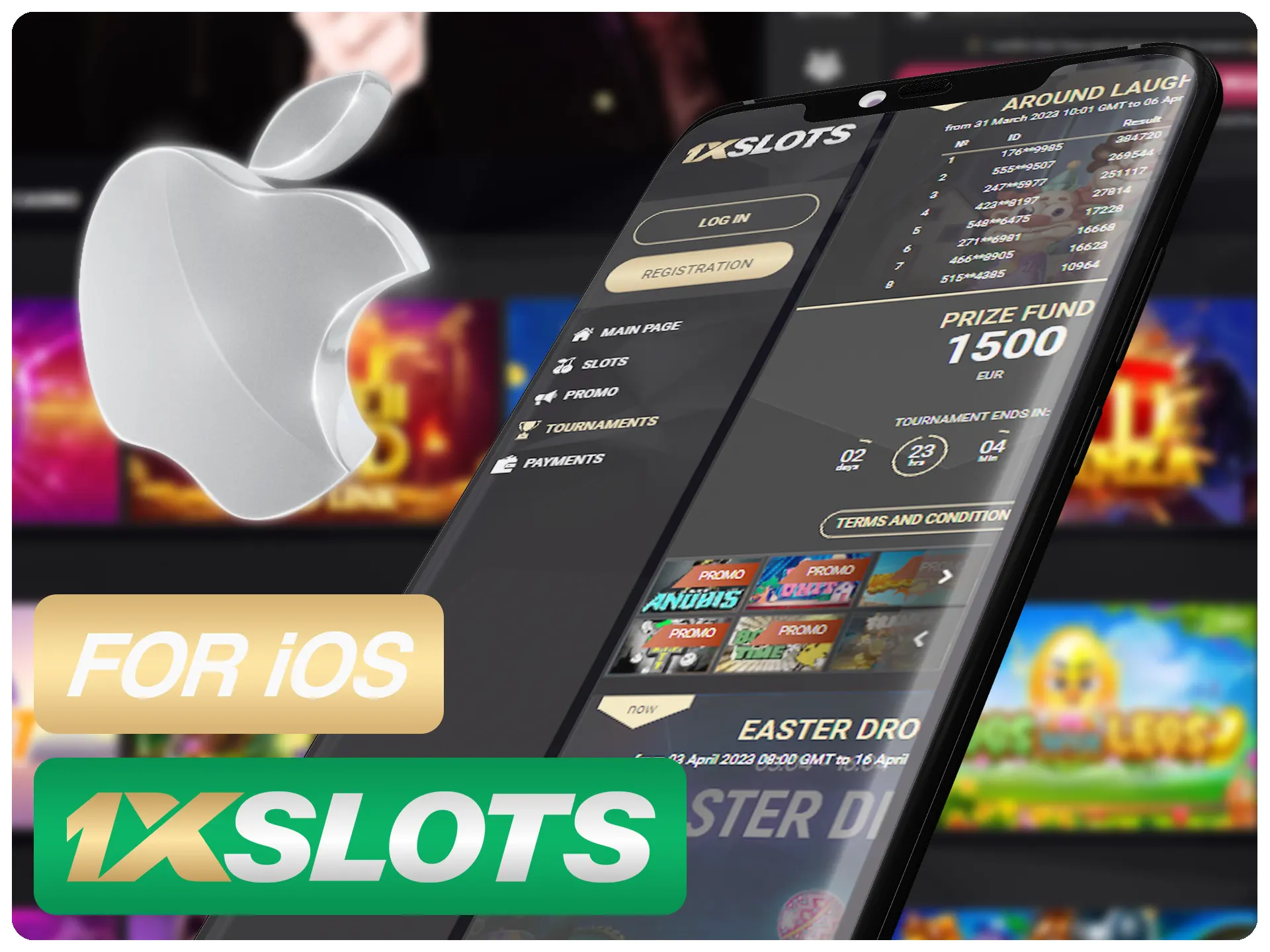 Instale la aplicación 1xSlots en cualquiera de sus dispositivos iOS.