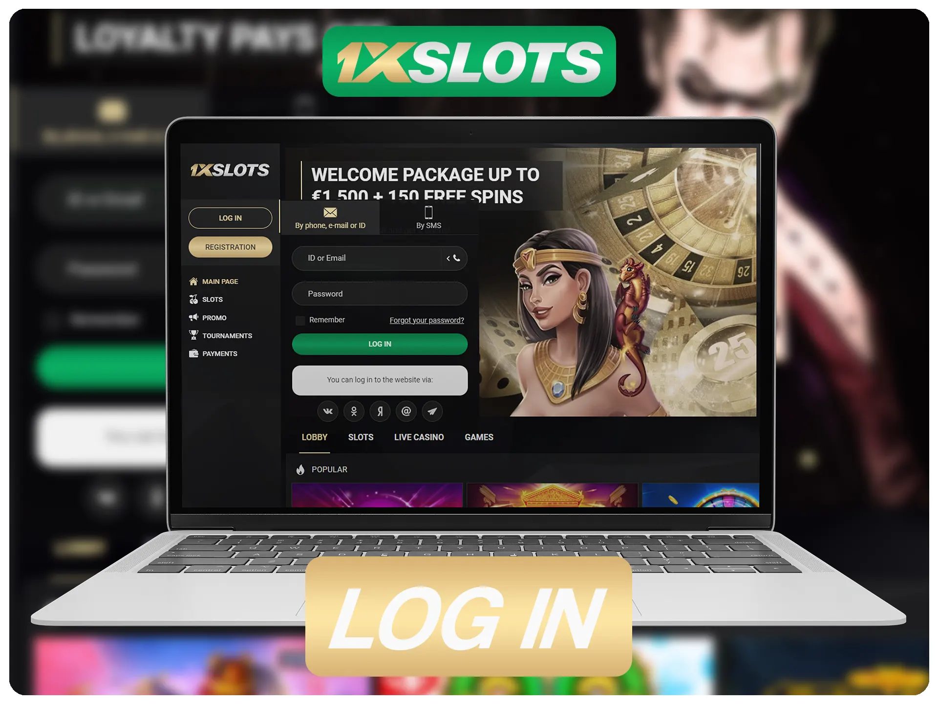 Utilice sus datos de acceso a 1xSlots para iniciar sesión.