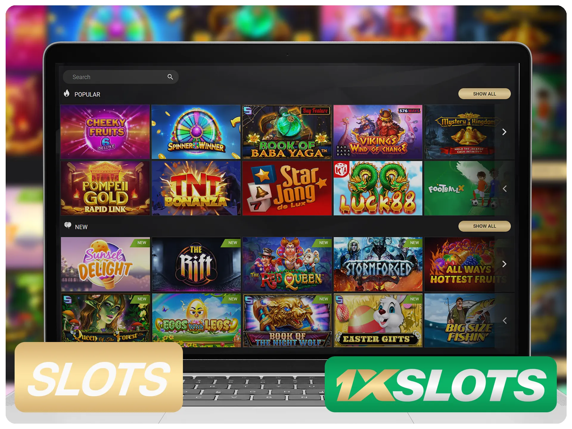 Busca tus tragaperras favoritas para jugar en 1xSlots.